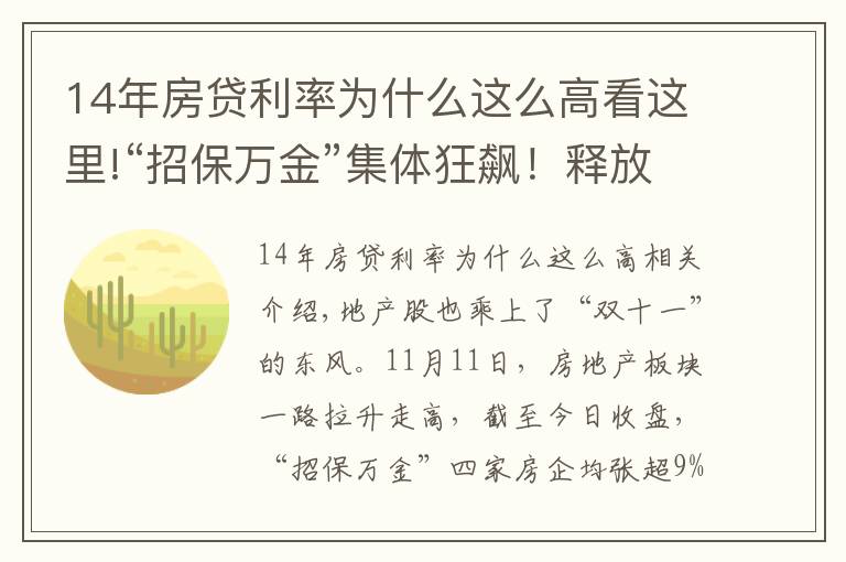 14年房貸利率為什么這么高看這里!“招保萬(wàn)金”集體狂飆！釋放了什么信號(hào)？市場(chǎng)回暖了嗎？