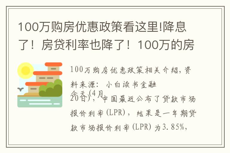 100萬(wàn)購(gòu)房?jī)?yōu)惠政策看這里!降息了！房貸利率也降了！100萬(wàn)的房貸，月供節(jié)省60元