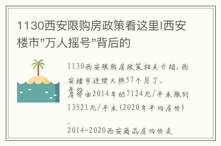 1130西安限購房政策看這里!西安樓市"萬人搖號"背后的深思