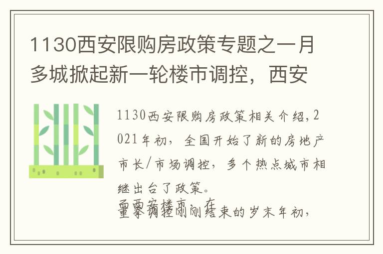 1130西安限購房政策專題之一月多城掀起新一輪樓市調(diào)控，西安調(diào)控新政效果如何？