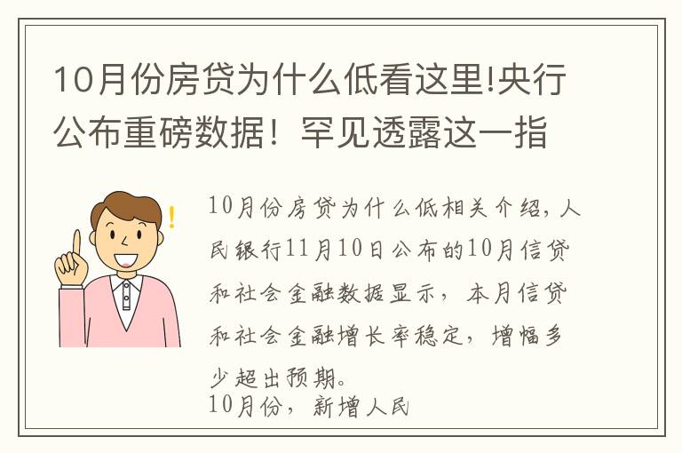 10月份房貸為什么低看這里!央行公布重磅數(shù)據(jù)！罕見(jiàn)透露這一指標(biāo)，10月個(gè)人住房貸款增加3481億，什么信號(hào)？