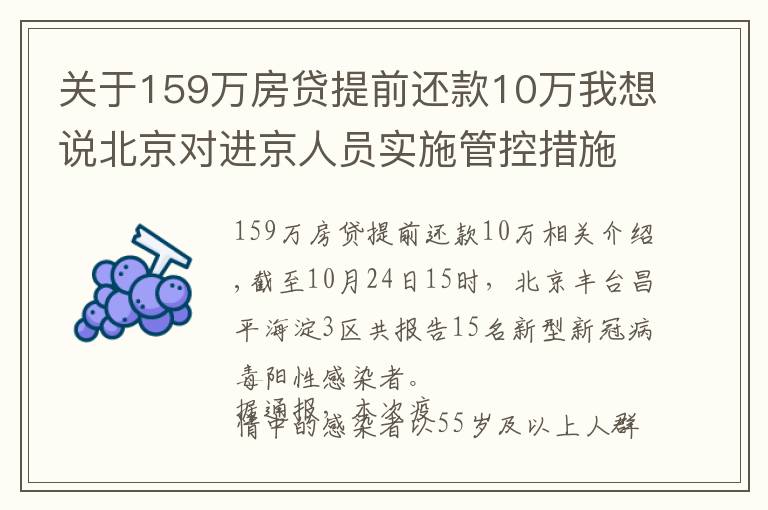 關(guān)于159萬房貸提前還款10萬我想說北京對進京人員實施管控措施