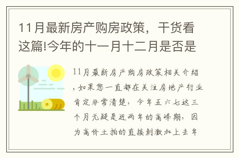 11月最新房產購房政策，干貨看這篇!今年的十一月十二月是否是買房的好時機呢