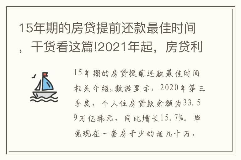 15年期的房貸提前還款最佳時間，干貨看這篇!2021年起，房貸利率要下調(diào)？新規(guī)下，提前還款最好超過1年