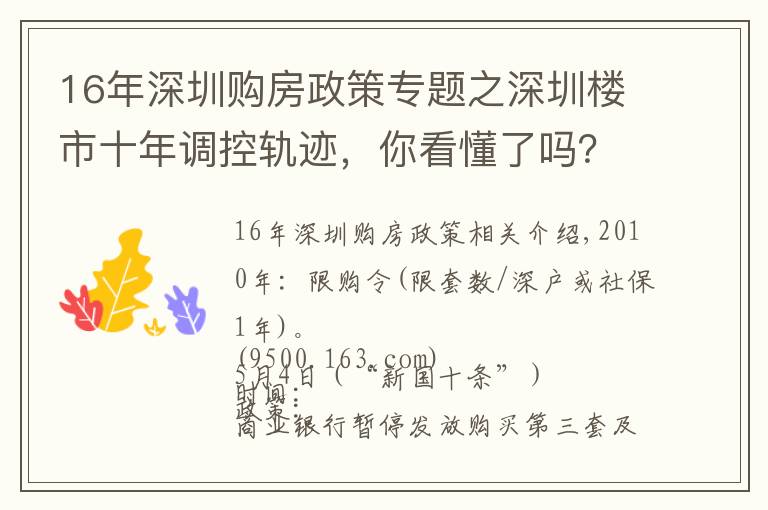 16年深圳購房政策專題之深圳樓市十年調(diào)控軌跡，你看懂了嗎？