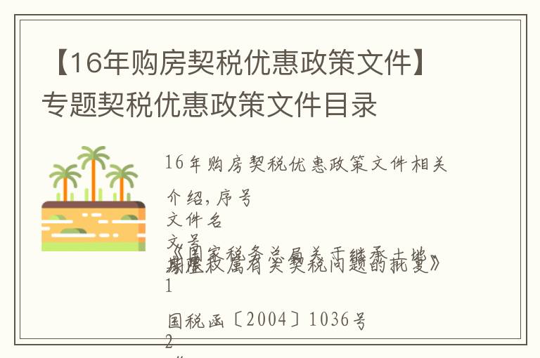 【16年購房契稅優(yōu)惠政策文件】專題契稅優(yōu)惠政策文件目錄