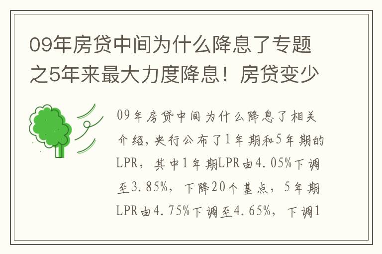 09年房貸中間為什么降息了專題之5年來最大力度降息！房貸變少了，那房價(jià)呢？是漲還是跌？