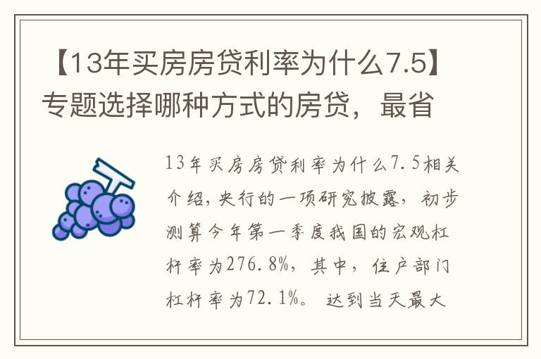 【13年買房房貸利率為什么7.5】專題選擇哪種方式的房貸，最省錢？