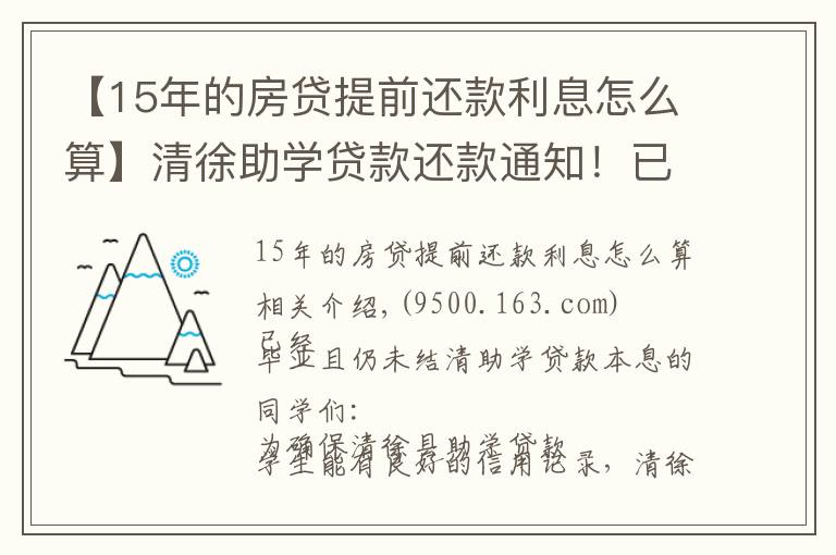 【15年的房貸提前還款利息怎么算】清徐助學(xué)貸款還款通知！已大學(xué)畢業(yè)的學(xué)生看過來