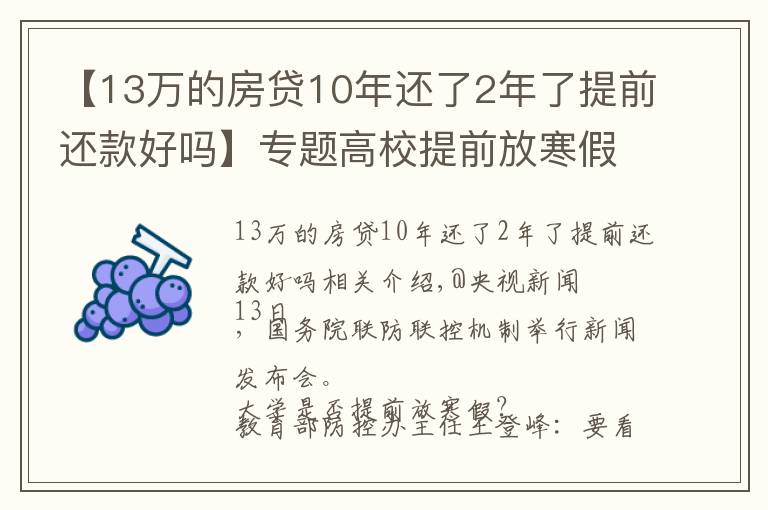 【13萬的房貸10年還了2年了提前還款好嗎】專題高校提前放寒假？教育部回應