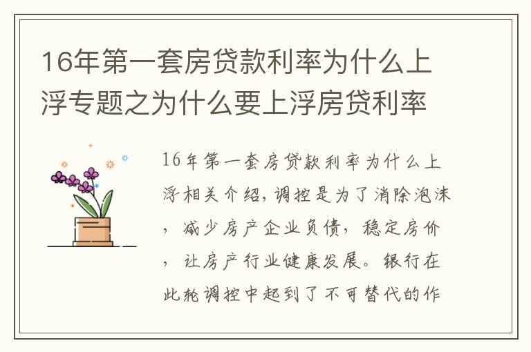 16年第一套房貸款利率為什么上浮專題之為什么要上浮房貸利率，銀行限貸房價就能下跌嗎？三點給予破解