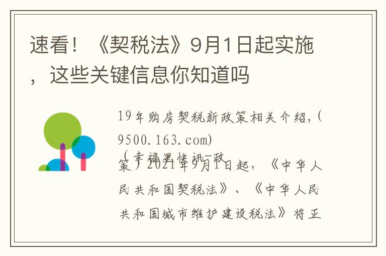 速看！《契稅法》9月1日起實(shí)施，這些關(guān)鍵信息你知道嗎