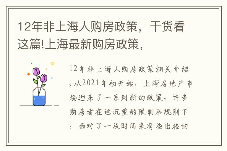 12年非上海人購房政策，干貨看這篇!上海最新購房政策，