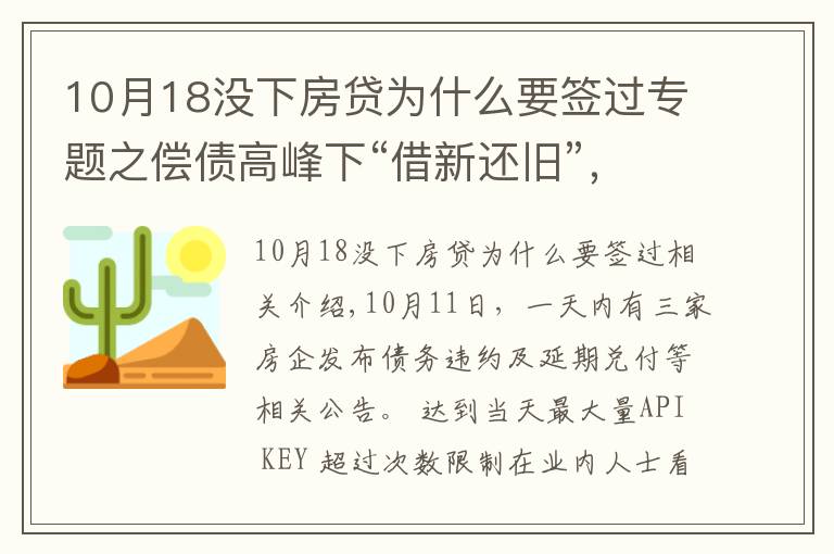 10月18沒下房貸為什么要簽過專題之償債高峰下“借新還舊”，為何依然難解房企債務(wù)危機(jī)？