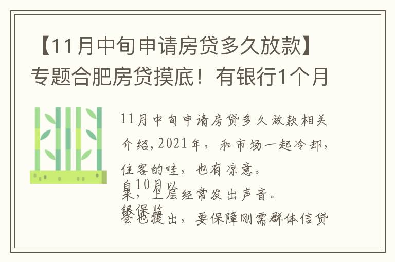 【11月中旬申請房貸多久放款】專題合肥房貸摸底！有銀行1個月放款，還有老客戶利率降了…