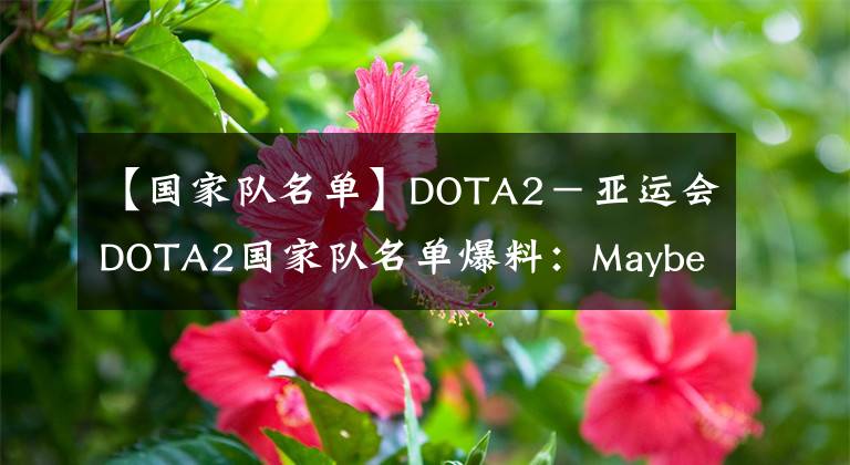 【國家隊名單】DOTA2－亞運會DOTA2國家隊名單爆料：Maybe.AME強勢入選