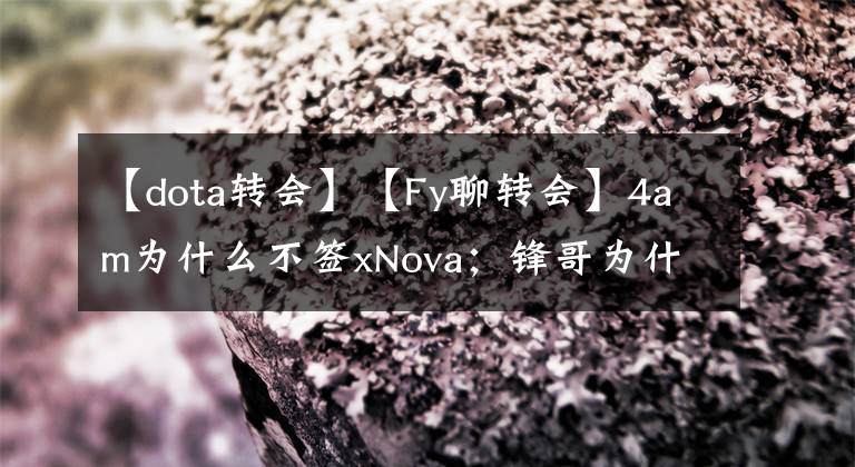 【dota轉(zhuǎn)會(huì)】【Fy聊轉(zhuǎn)會(huì)】4am為什么不簽xNova；鋒哥為什么沒加入LGD；俱樂部和選手的收入來源