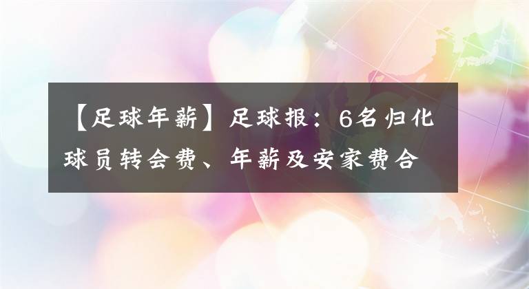 【足球年薪】足球報：6名歸化球員轉會費、年薪及安家費合計8.7億人民幣