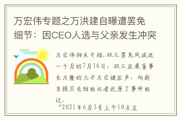 萬宏偉專題之萬洪建自曝遭罷免細節(jié)：因CEO人選與父親發(fā)生沖突，頭撞玻璃墻柜泄憤