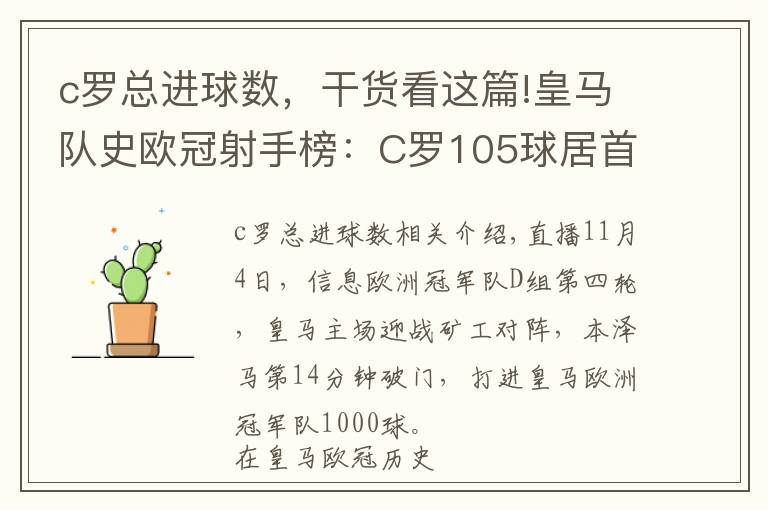 c羅總進(jìn)球數(shù)，干貨看這篇!皇馬隊(duì)史歐冠射手榜：C羅105球居首，勞爾66球第2，本澤馬62球第3