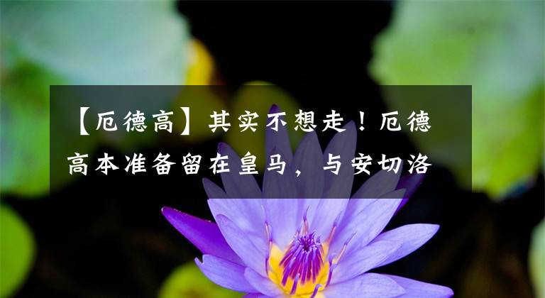 【厄德高】其實不想走！厄德高本準(zhǔn)備留在皇馬，與安切洛蒂談話后決定離開