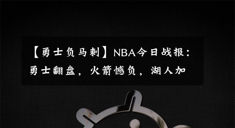 【勇士負(fù)馬刺】NBA今日戰(zhàn)報(bào)：勇士翻盤，火箭憾負(fù)，湖人加時(shí)險(xiǎn)勝馬刺