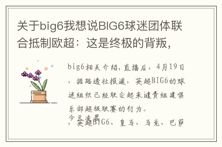 關(guān)于big6我想說BIG6球迷團(tuán)體聯(lián)合抵制歐超：這是終極的背叛，是俱樂部的死亡