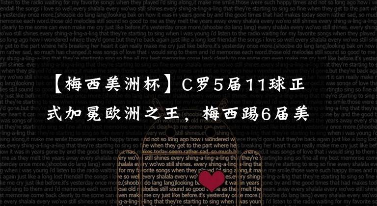 【梅西美洲杯】C羅5屆11球正式加冕歐洲之王，梅西踢6屆美洲杯9球，根本就不是一個級別