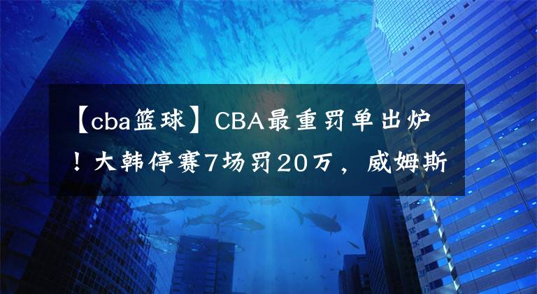 【cba籃球】CBA最重罰單出爐！大韓停賽7場罰20萬，威姆斯停賽5場罰14萬