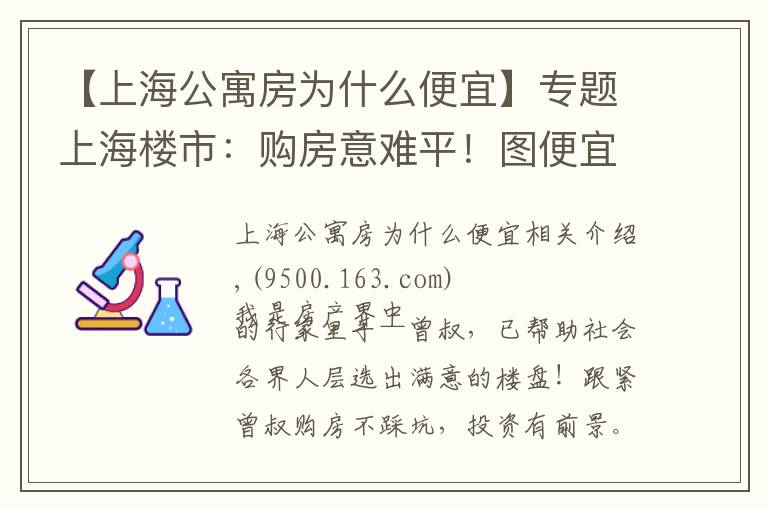 【上海公寓房為什么便宜】專題上海樓市：購房意難平！圖便宜強上車，市場冷了“砸”在手里