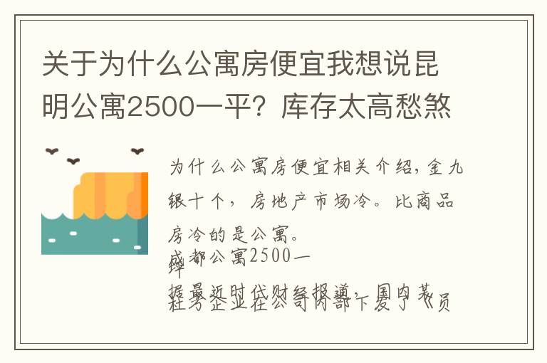 關(guān)于為什么公寓房便宜我想說昆明公寓2500一平？庫(kù)存太高愁煞人