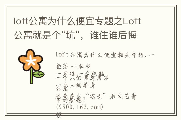 loft公寓為什么便宜專(zhuān)題之Loft公寓就是個(gè)“坑”，誰(shuí)住誰(shuí)后悔？也可能有例外