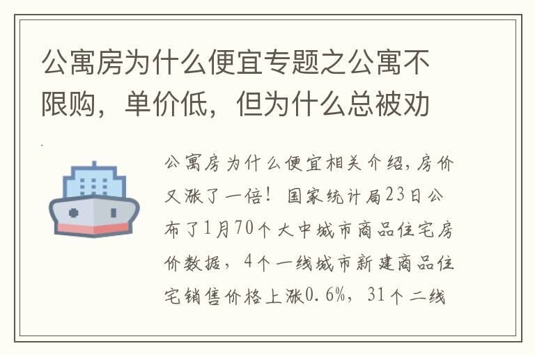 公寓房為什么便宜專題之公寓不限購，單價低，但為什么總被勸不要買公寓？