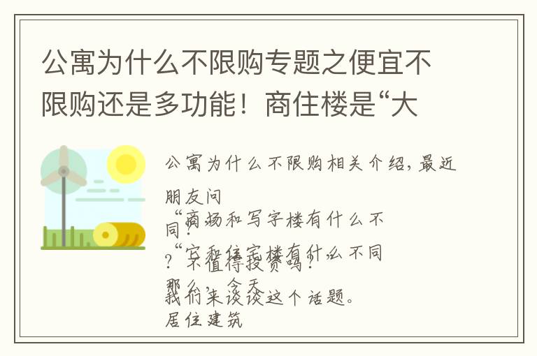 公寓為什么不限購專題之便宜不限購還是多功能！商住樓是“大坑”還是“餡餅”？