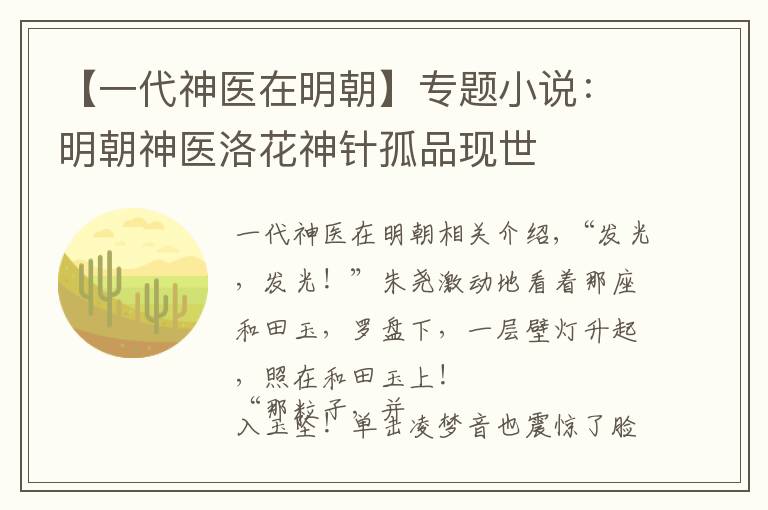 【一代神醫(yī)在明朝】專題小說：明朝神醫(yī)洛花神針孤品現(xiàn)世