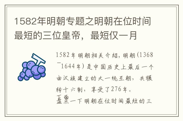 1582年明朝專題之明朝在位時(shí)間最短的三位皇帝，最短僅一月