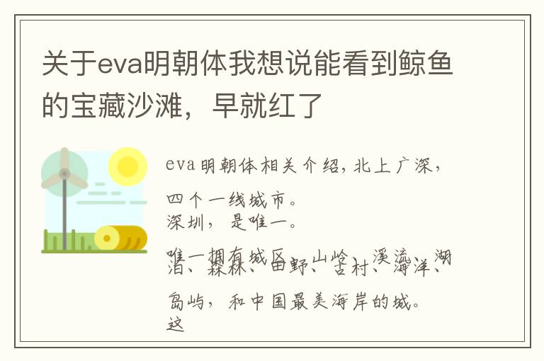 關(guān)于eva明朝體我想說能看到鯨魚的寶藏沙灘，早就紅了