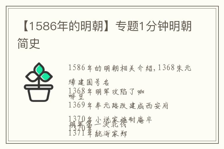 【1586年的明朝】專題1分鐘明朝簡史