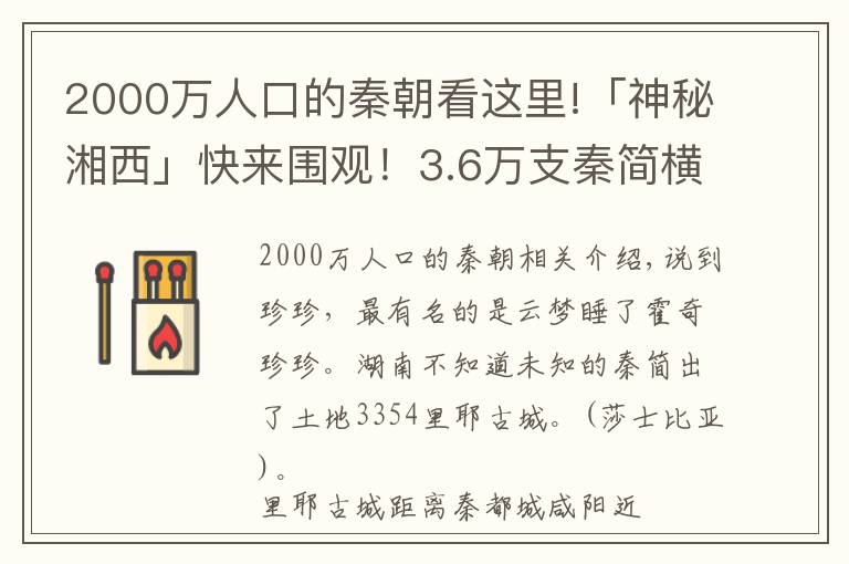 2000萬人口的秦朝看這里!「神秘湘西」快來圍觀！3.6萬支秦簡橫空出世