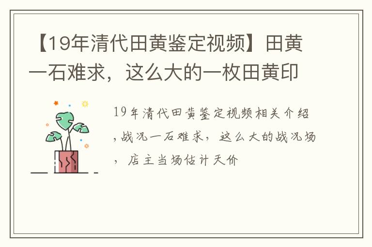 【19年清代田黃鑒定視頻】田黃一石難求，這么大的一枚田黃印章，店主當場估天價