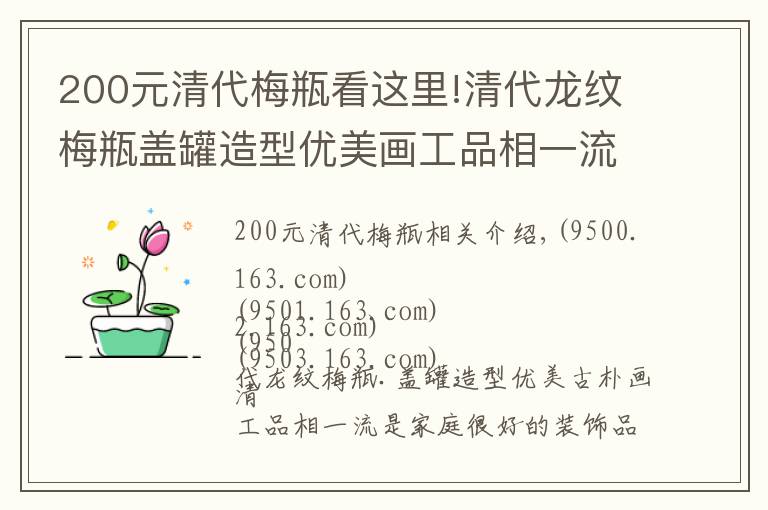 200元清代梅瓶看這里!清代龍紋梅瓶蓋罐造型優(yōu)美畫工品相一流是家庭非常好收藏及裝飾品