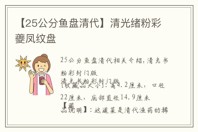 【25公分魚盤清代】清光緒粉彩夔鳳紋盤