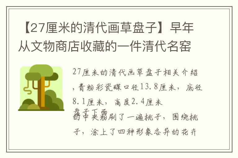 【27厘米的清代畫草盤子】早年從文物商店收藏的一件清代名窯粉彩瓷盤，也不值錢，當(dāng)個(gè)參考