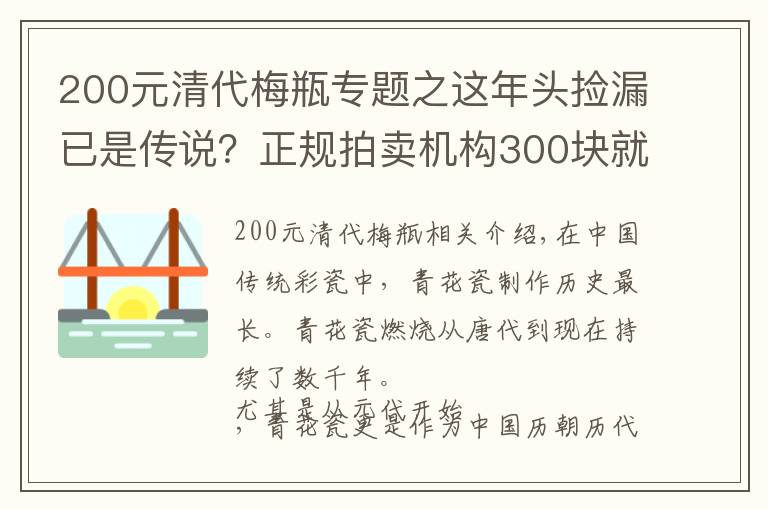 200元清代梅瓶專題之這年頭撿漏已是傳說？正規(guī)拍賣機(jī)構(gòu)300塊就能買一個(gè)清朝青花瓷