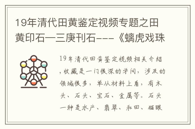 19年清代田黃鑒定視頻專題之田黃印石—三庚刊石---《螭虎戲珠》（上）