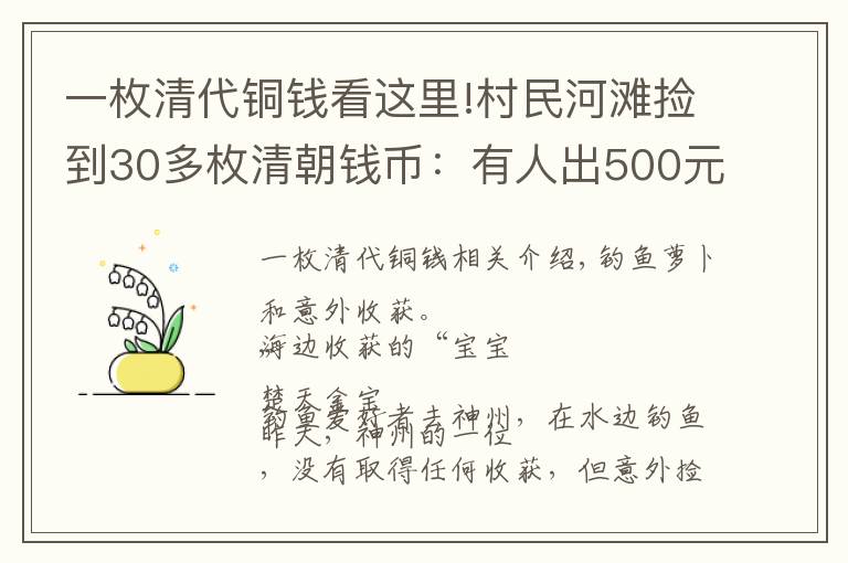 一枚清代銅錢看這里!村民河灘撿到30多枚清朝錢幣：有人出500元收藏