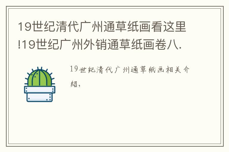 19世紀(jì)清代廣州通草紙畫(huà)看這里!19世紀(jì)廣州外銷(xiāo)通草紙畫(huà)卷八.清代（圖片看真實(shí)歷史）