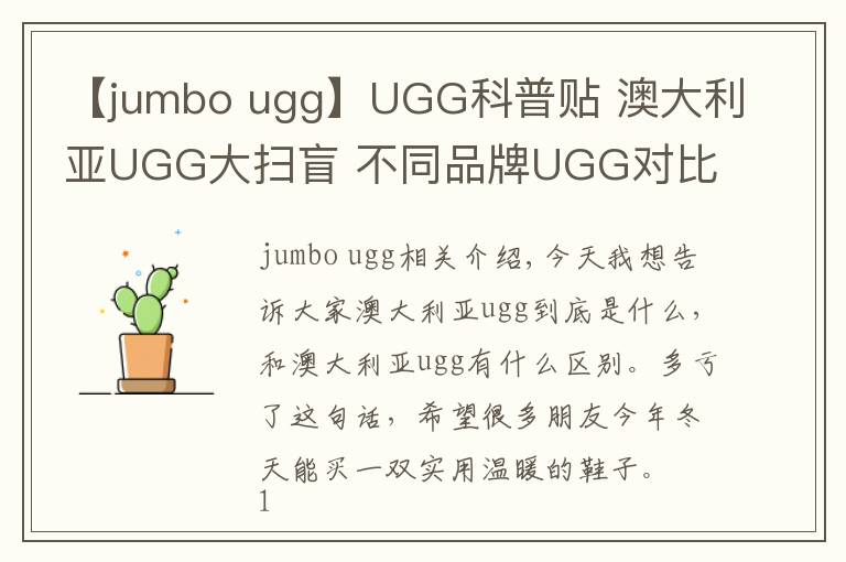 【jumbo ugg】UGG科普貼 澳大利亞UGG大掃盲 不同品牌UGG對(duì)比