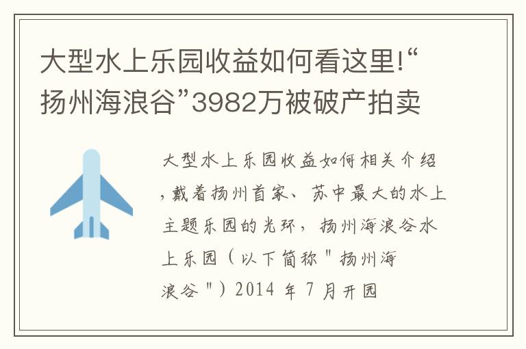 大型水上樂園收益如何看這里!“揚州海浪谷”3982萬被破產拍賣，曾是蘇中最大水上樂園