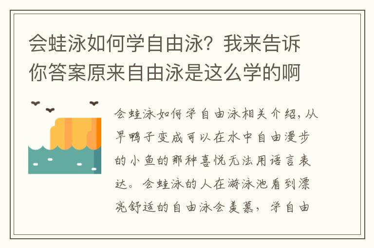 會(huì)蛙泳如何學(xué)自由泳？我來(lái)告訴你答案原來(lái)自由泳是這么學(xué)的啊